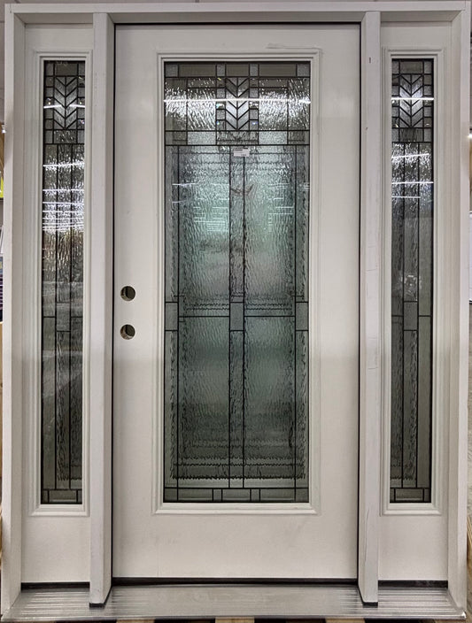36" Deco Exterior Prehung Door w/ Dual Sidelites Right-Hand Inswing