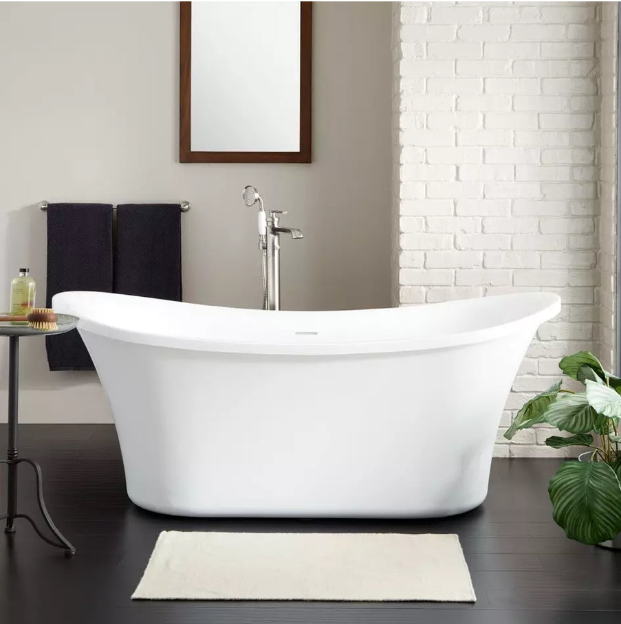 67" Kepler Acrylic Tub - White Drain Kit with Foam