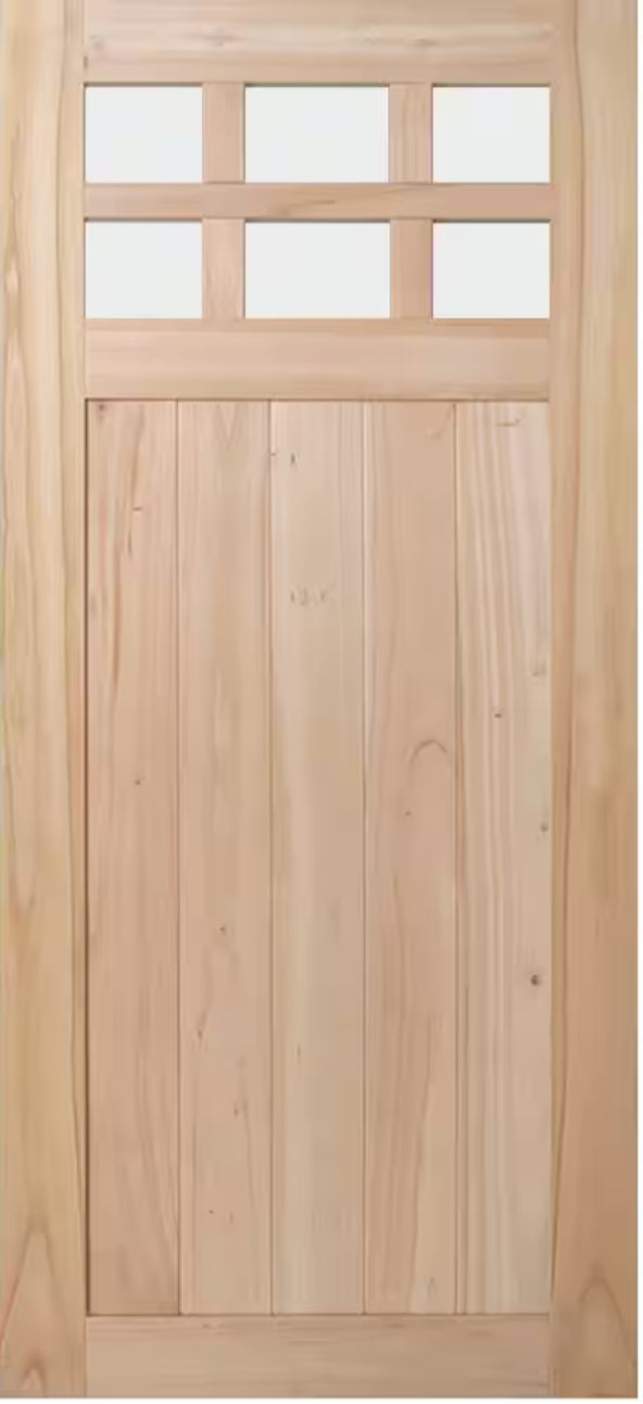 36 in. x 80 in. Solid Core 6-Lite White Cedar Interior Door