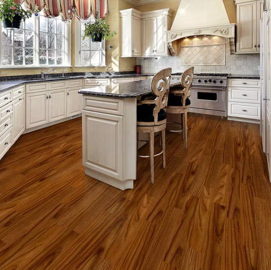 Vinyl Grip Strip Flooring - Teak Room Scene