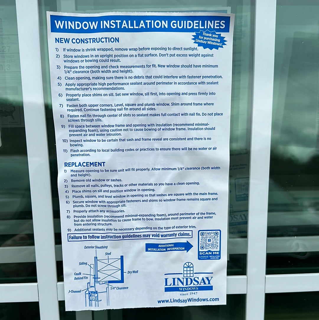 Lindsay Window GBG 32" x 60" Installation