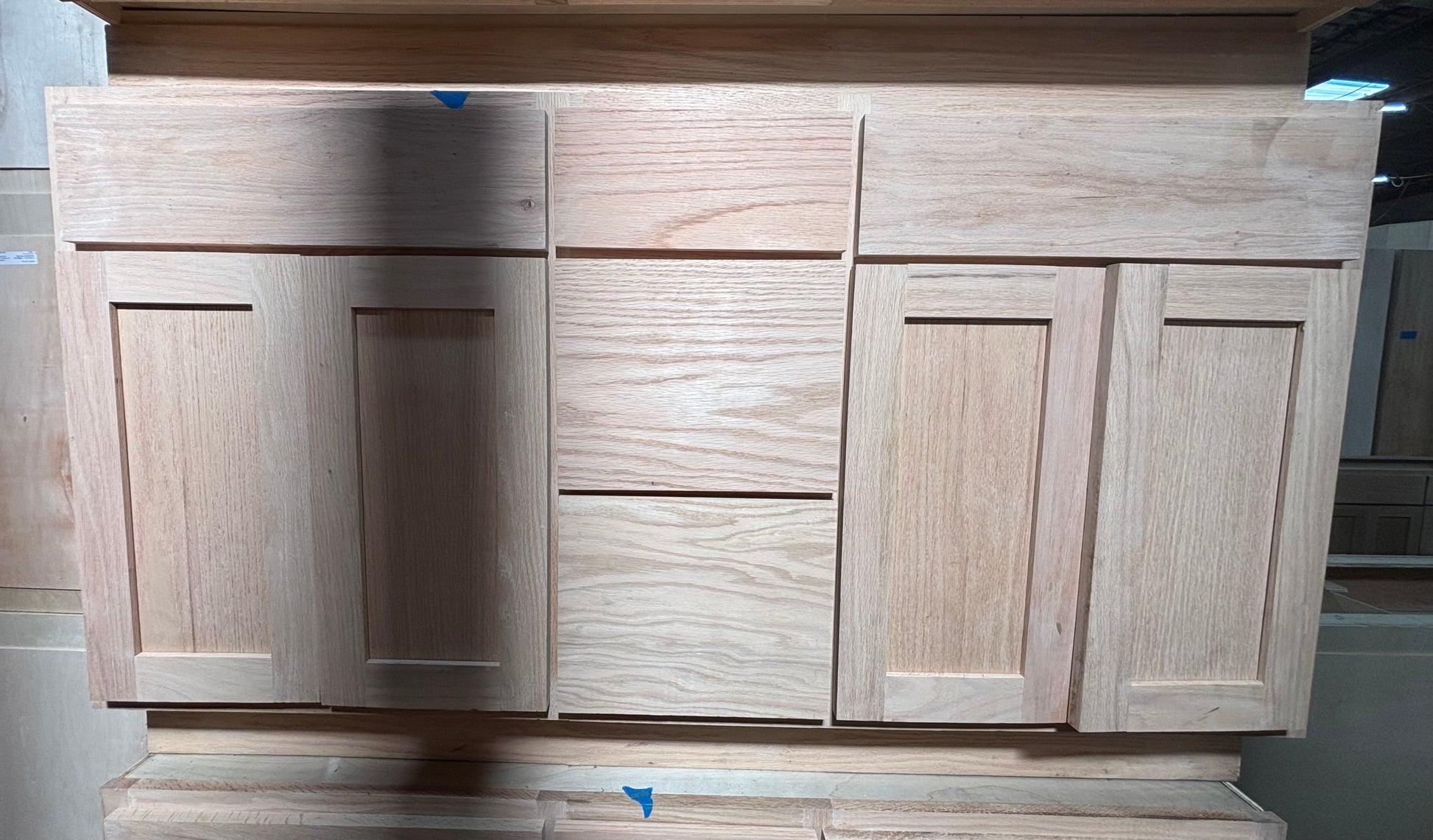 Solid Oak Cabinets Unfinished Vanity 60” x 21” Double Bowl Drawer
