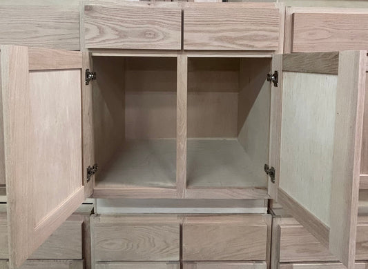 Solid Oak Cabinets Unfinished Base 30"