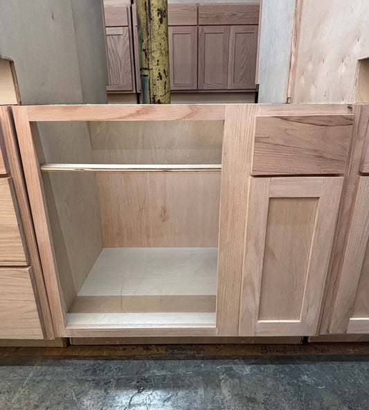 Solid Oak Cabinets Unfinished Base Corner Blind Left 24” x 36”