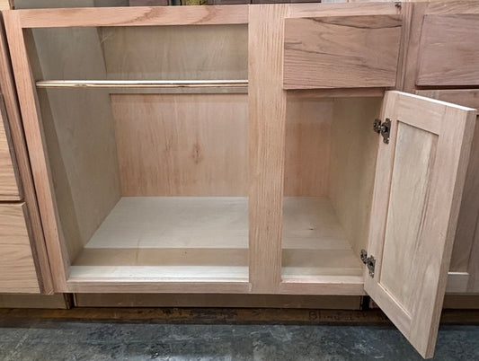 Solid Oak Cabinets Unfinished Base Corner Blind Left 24” x 36”