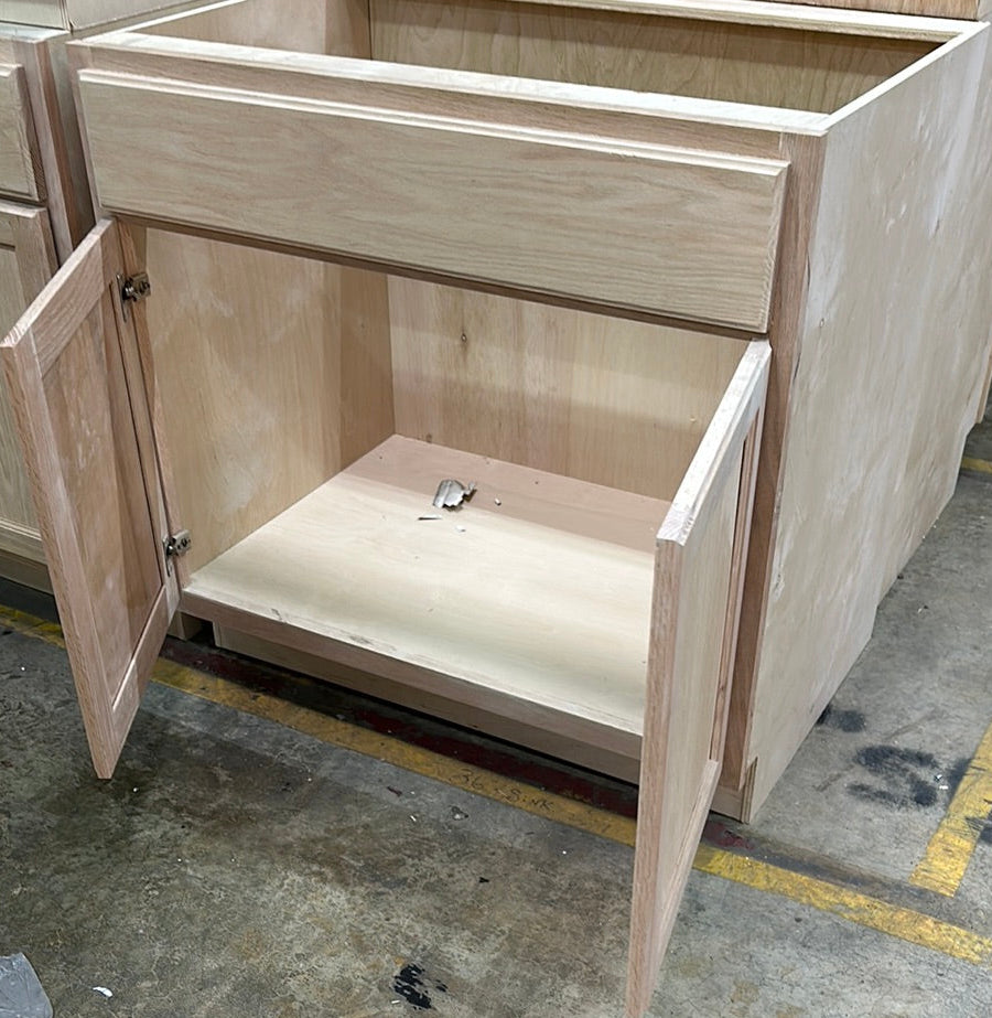 Solid Oak Cabinets Unfinished Base Sink 36"