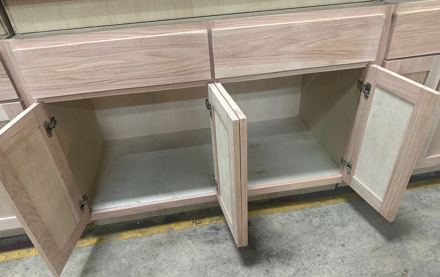 Solid Oak Cabinets Unfinished Base Sink 48"