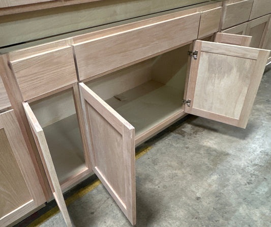 Solid Oak Cabinets Unfinished Base Sink 60"