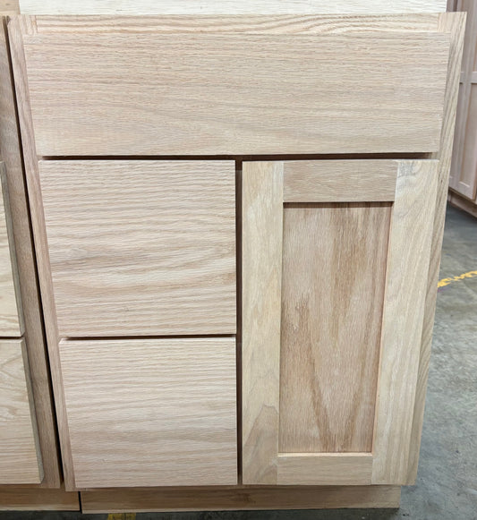 Solid Oak Cabinets Unfinished Vanity 24" X 21” Drawer Base
