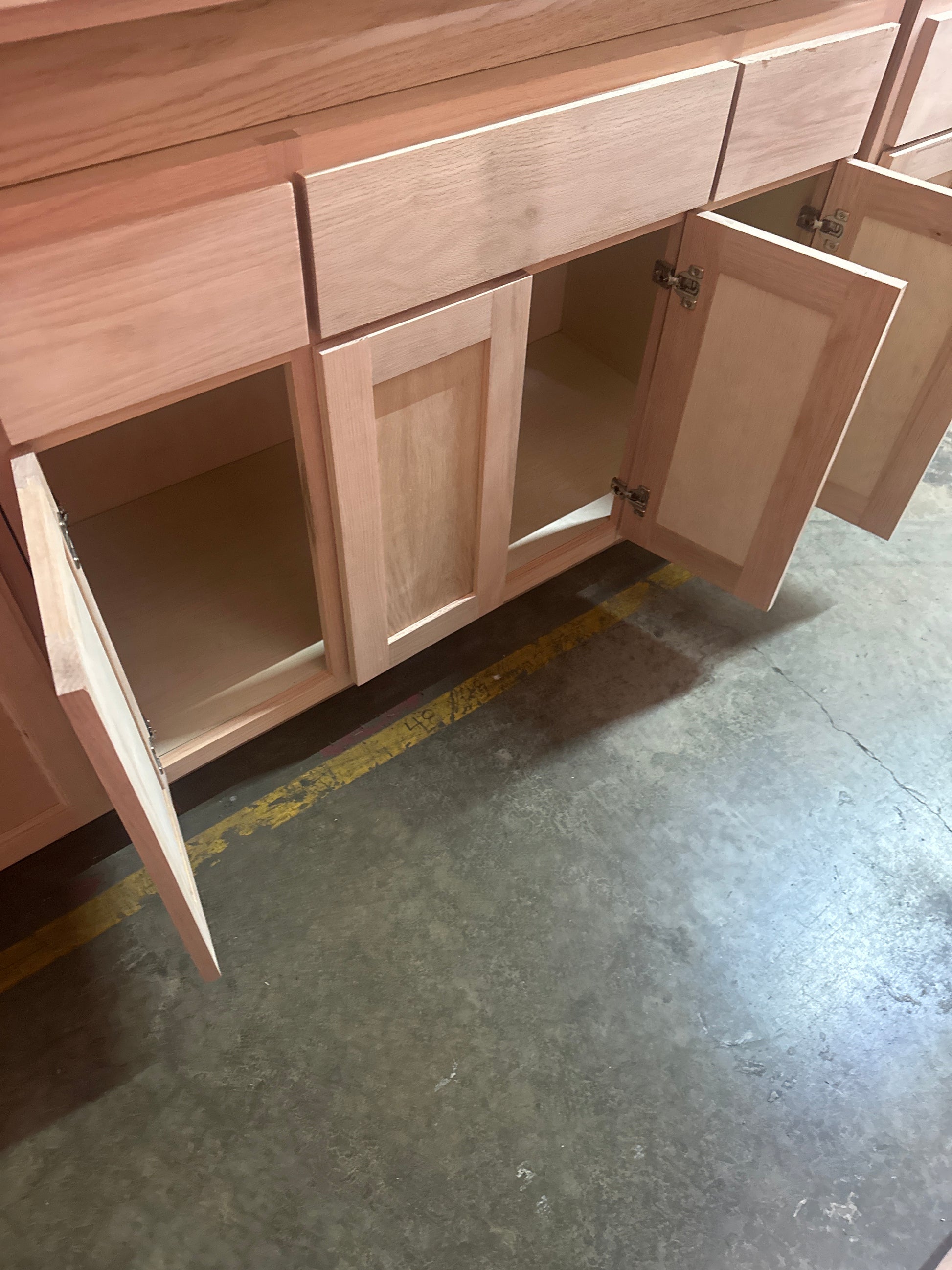 Solid Oak Cabinets Unfinished Vanity 48” x 21” Drawer Base