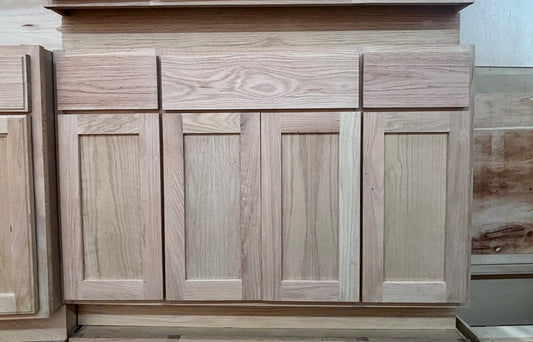 Solid Oak Cabinets Unfinished Vanity 48” x 21” Drawer Base