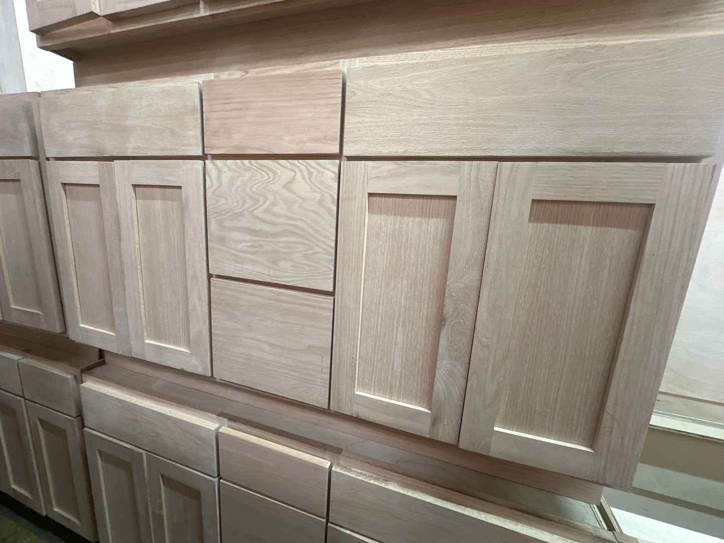 Solid Oak Cabinets Unfinished Vanity 60” x 21” Double Bowl Drawer
