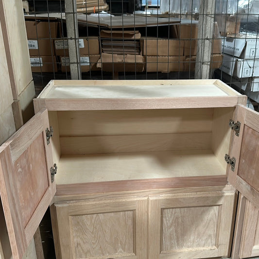 Solid Oak Cabinets Unfinished Wall Fridge 36" Short