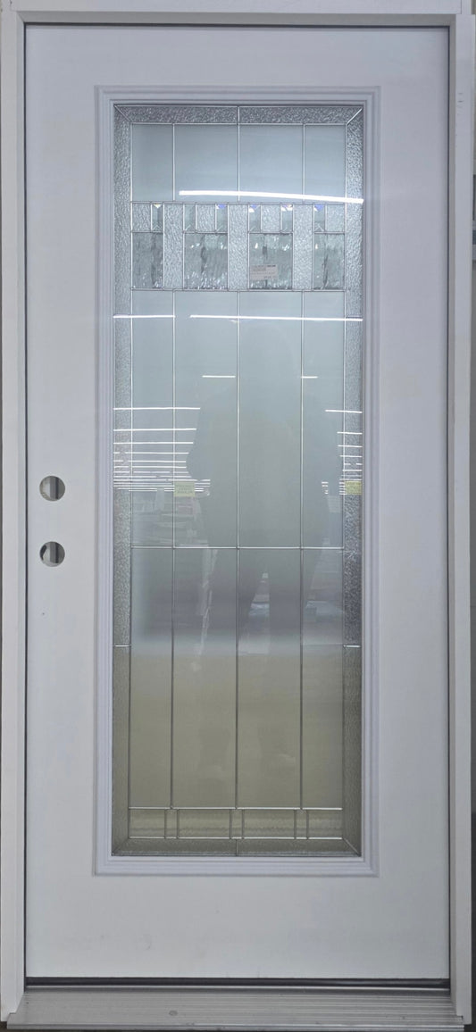 Full Glass Deco Exterior Door Prehung- Right hand inswing