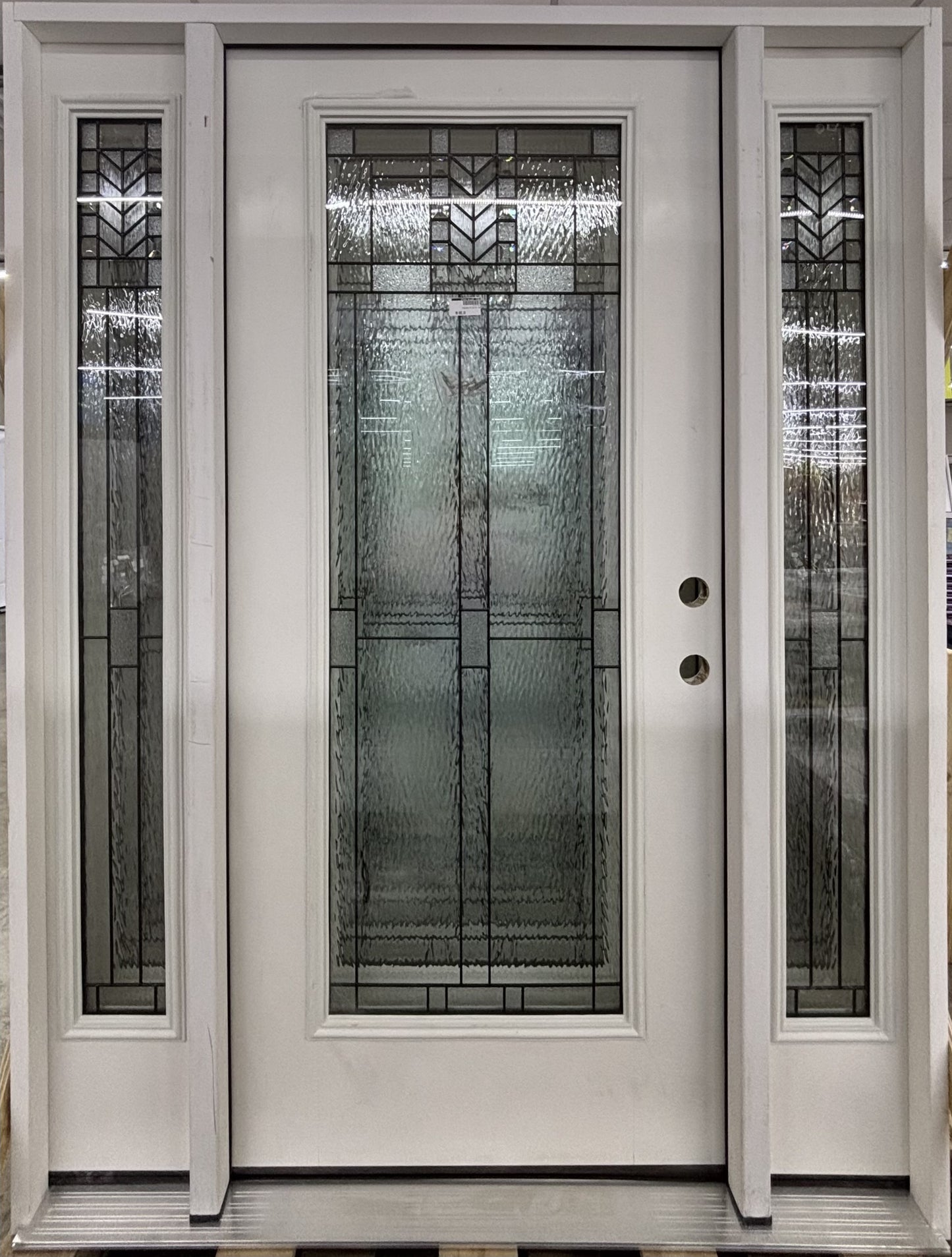 36" Deco Exterior Prehung Door w/ Dual Sidelites Left-Hand Inswing