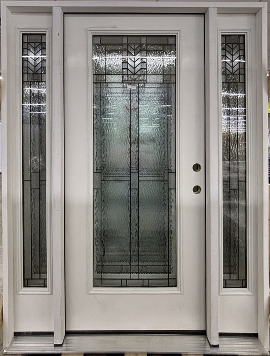 36" Deco Exterior Prehung Door w/ Dual Sidelites Left-Hand Inswing