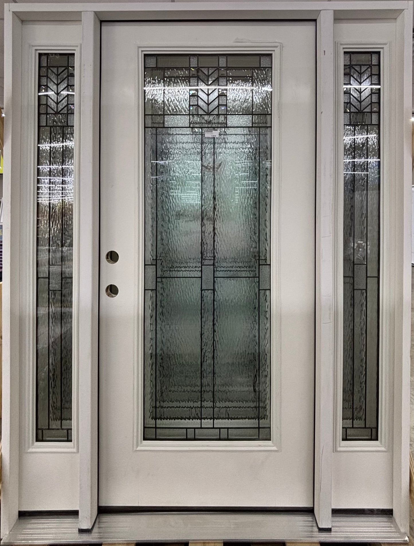 36" Deco Exterior Prehung Door w/ Dual Sidelites Right-Hand Inswing