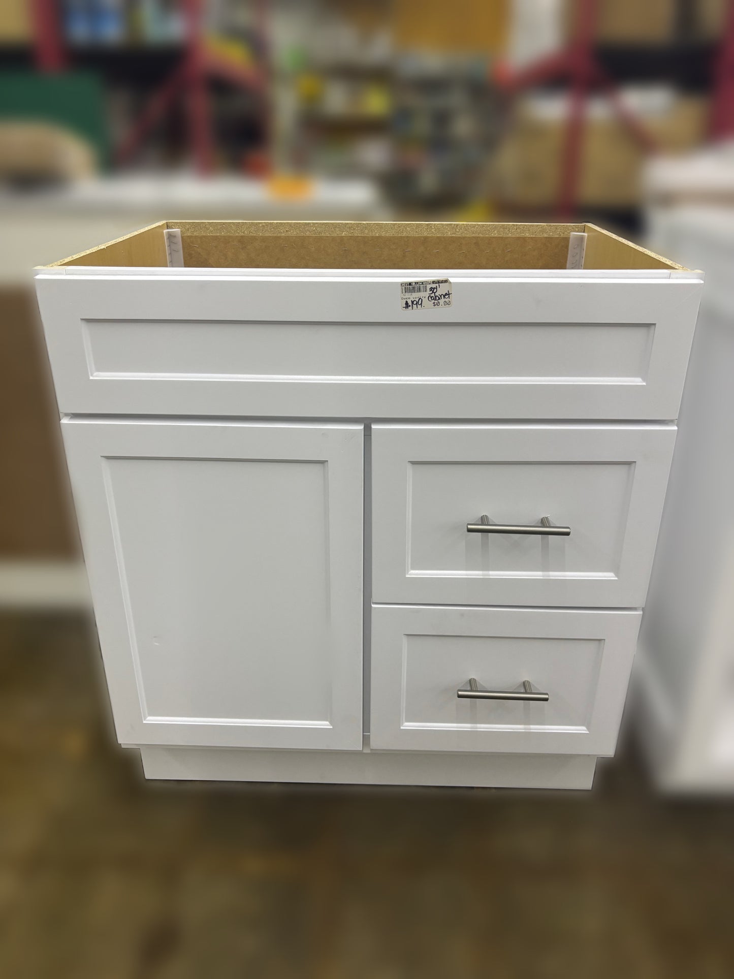 30" White Deco Vanity Cabinet
