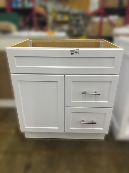 30" White Deco Vanity Cabinet