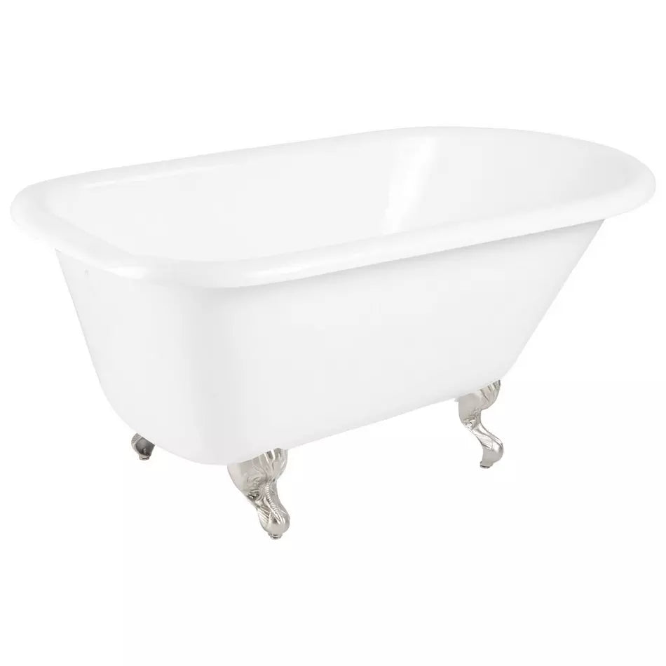 54" Miya Cast Iron Roll Top Clawfoot Tub Angled View