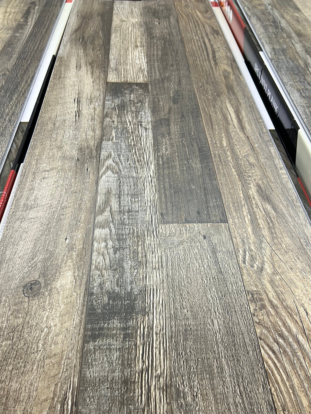 Planks of wood grain vinyl