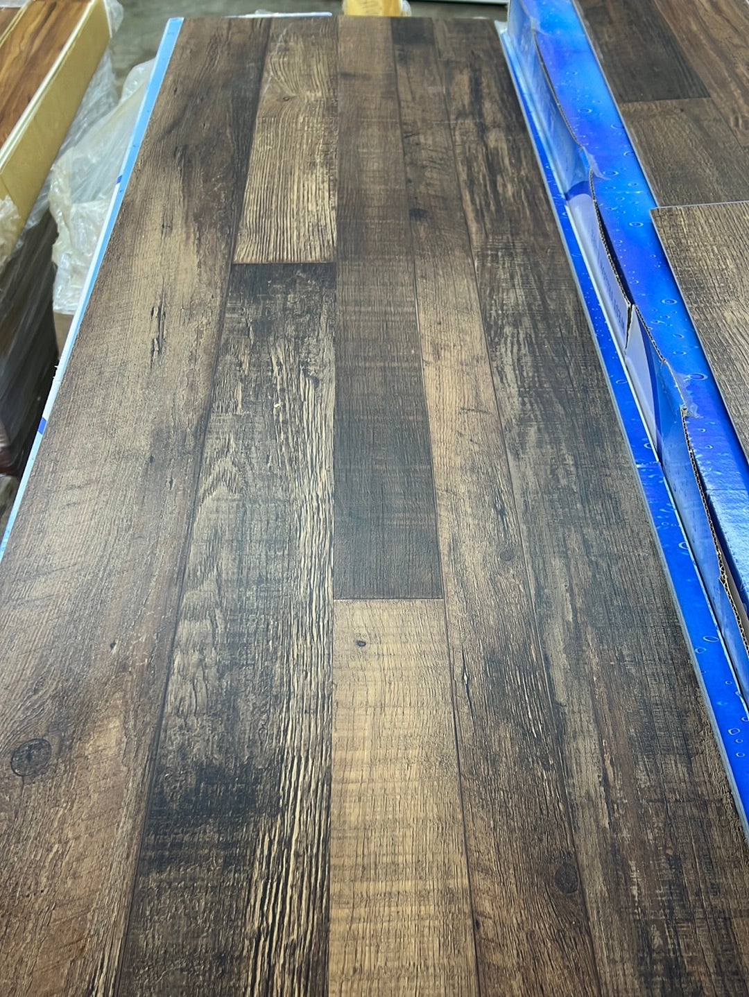 Planks of wood grain vinyl