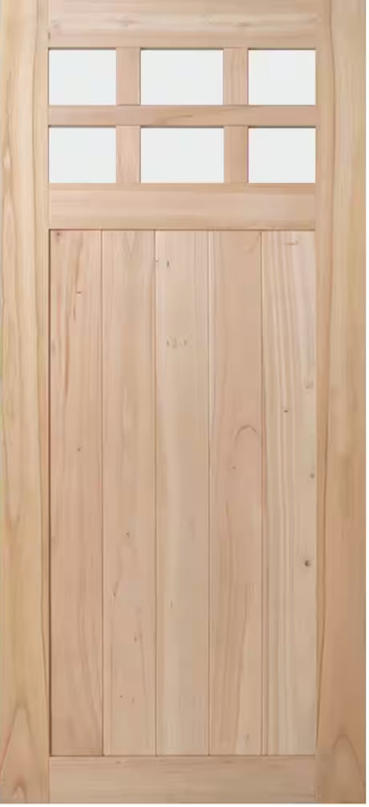 36 in. x 80 in. Solid Core 6-Lite White Cedar Interior Door