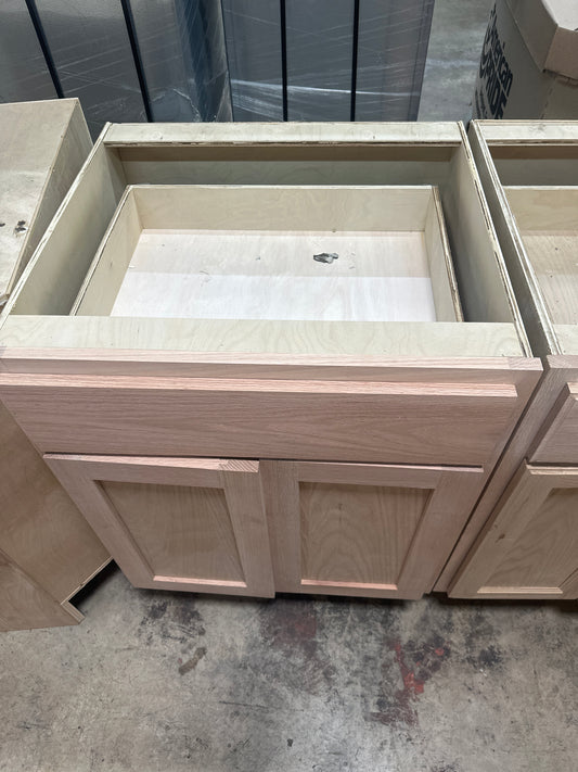 Solid Oak Cabinets Unfinished Base 27"