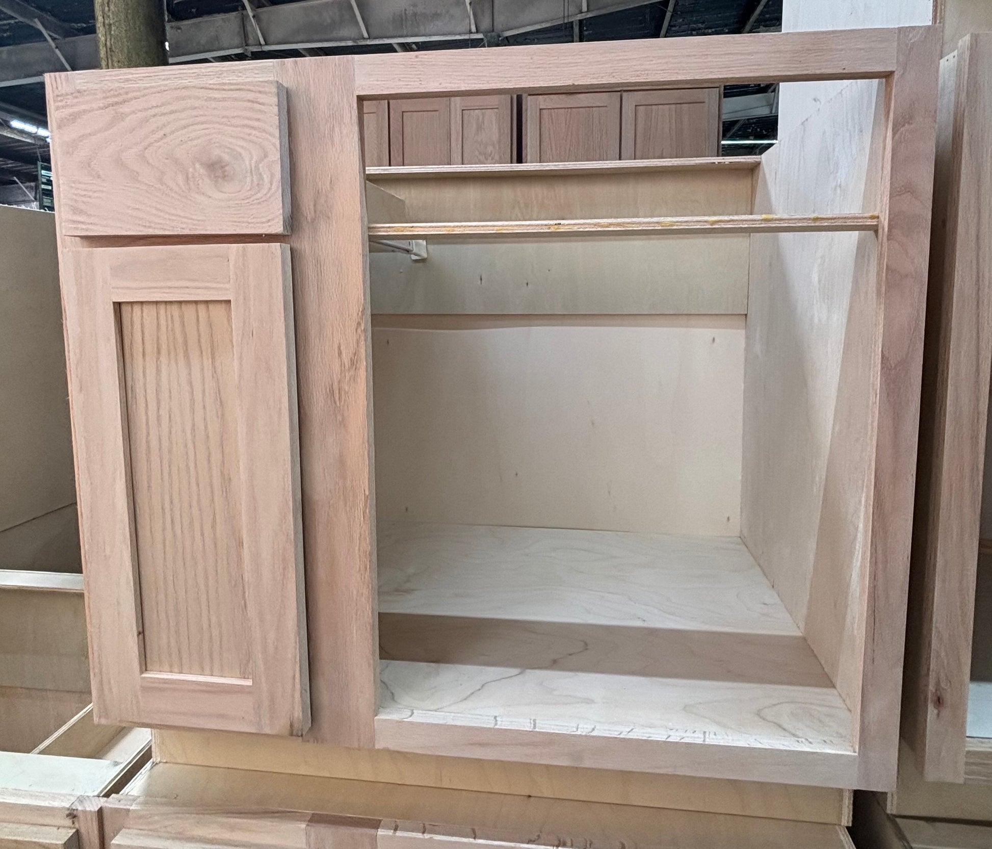 Solid Oak Cabinets Unfinished Base Corner Blind Right 24" x 36"