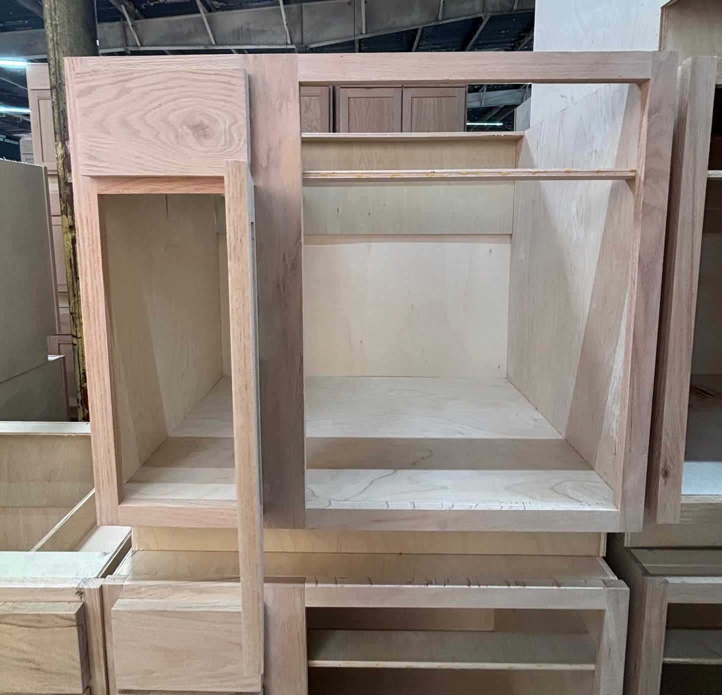 Solid Oak Cabinets Unfinished Base Corner Blind Right 24" x 36"