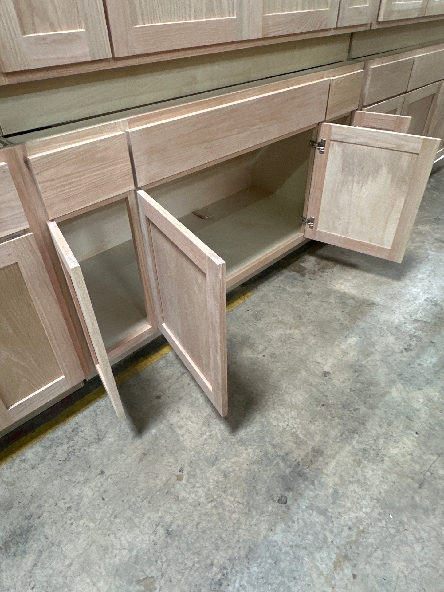 Solid Oak Cabinets Unfinished Base Sink 60"