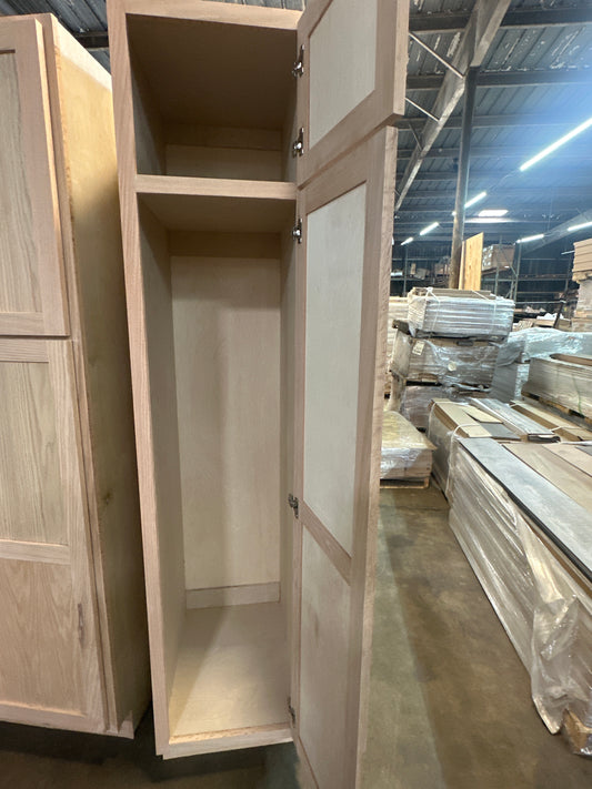 Solid Oak Cabinets Unfinished Pantry/Broom 18"