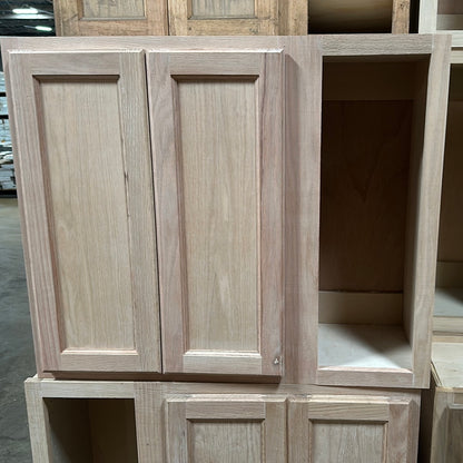 Solid Oak Cabinets Unfinished Wall Corner Blind Right 12” x 36”
